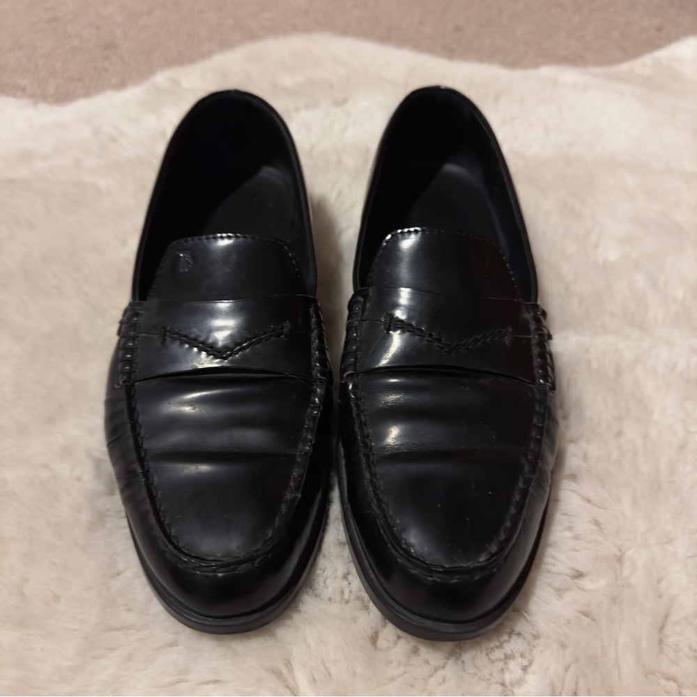 Tod’s Black Patent Leather Drivers Moccasins Loafers Flats